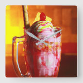 アイスクリームソーベット写真サマーフード スクエア壁時計 (正面)