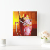 アイスクリームソーベット写真サマーフード スクエア壁時計 (ホーム)