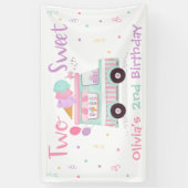 アイスクリームツスウィートセカンドバースデーパーティーデコレーション 横断幕 (縦)