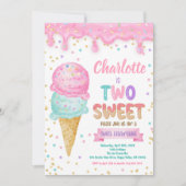 アイスクリームツスウィート2nd誕生日パーティーピンクミント 招待状 (正面)