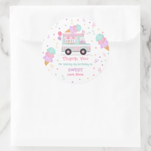 アイスクリームツースウィート2ndバースデーパーティーの好意 ラウンドシール (バッグ)