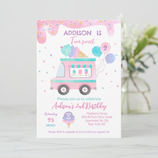 アイスクリームツースウィート2nd誕生日パーティの招待状 セーブザデート (スタンド正面)