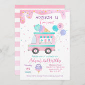 アイスクリームツースウィート2nd誕生日パーティの招待状 セーブザデート (正面/裏面)