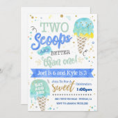 アイスクリームツースコップ誕生日招待状ボーイズ 招待状 (正面/裏面)