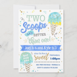 アイスクリームツースコップ誕生日招待状ボーイズ 招待状
