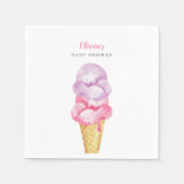 アイスクリームテーマガールベビーシャワー スタンダードカクテルナプキン (正面)