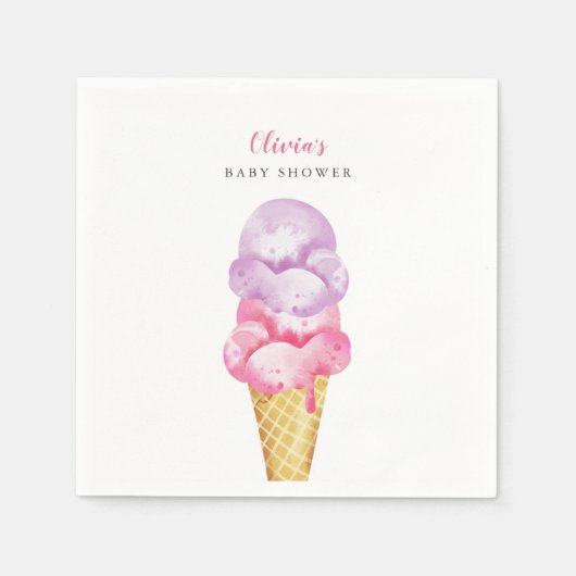 アイスクリームテーマガールベビーシャワー スタンダードカクテルナプキン (正面)