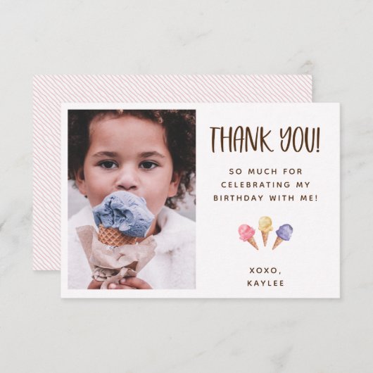 アイスクリームテーマサンキューフォトカード (正面/裏面)