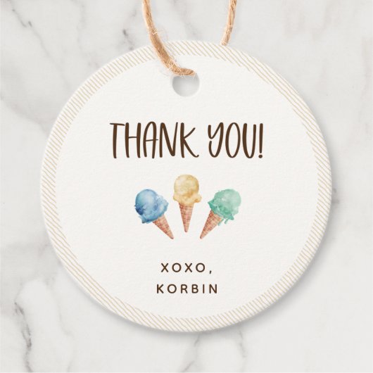 アイスクリームテーマサンキューメッセージカード フェイバータグ (正面)
