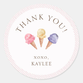アイスクリームテーマサンキュー ラウンドシール