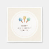 アイスクリームテーマバースデーパーティナプキンス スタンダードカクテルナプキン (正面)