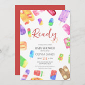 アイスクリームテーマベビーシャワー 招待状 (正面/裏面)