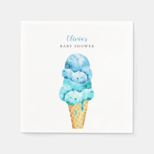 アイスクリームテーマボーイベビーシャワー スタンダードカクテルナプキン (正面)