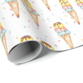 アイスクリームテーマ誕生日、編集可能招待状 ラッピングペーパー (ロールコーナー)