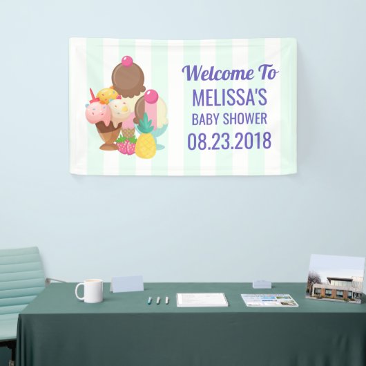 アイスクリームデザート赤ちゃんシャワーへようこそ 横断幕 (トレードショー)
