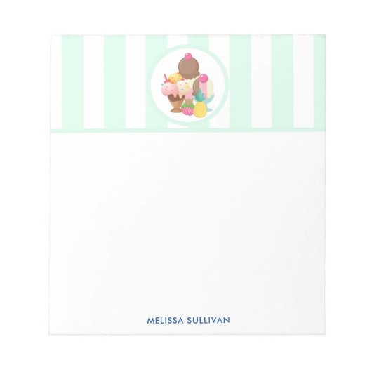 アイスクリームデザートneopolitanフレーバー ノートパッド (正面)