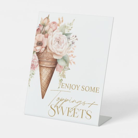 アイスクリームトッピングスイーツサインブライダルシャワー 台座サイン (正面)