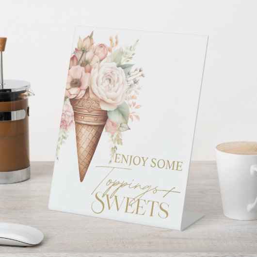 アイスクリームトッピングスイーツサインブライダルシャワー 台座サイン (インサイチュ)