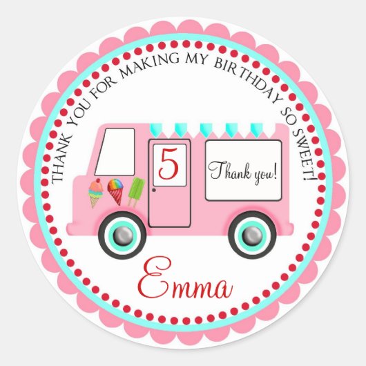 アイスクリームトラックのシール ラウンドシール (正面)