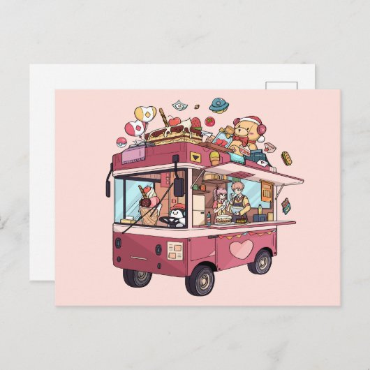 アイスクリームトラックのバン ポストカード (正面/裏面)
