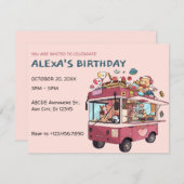 アイスクリームトラックのファンの誕生日 招待状 (正面/裏面)