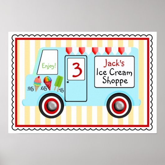 アイスクリームトラックのポスター – 少年 ポスター (正面)