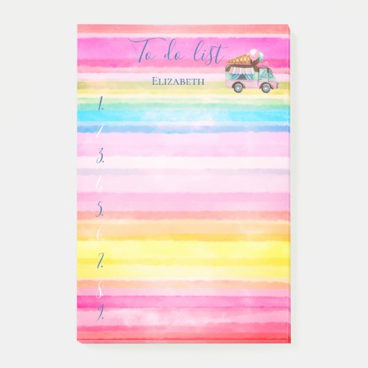 アイスクリームトラックの水の色のリストを行うストリプレッド ポストイット (正面)