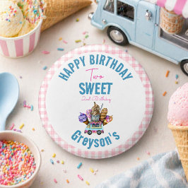 アイスクリームトラックの男の子 二つの甘さ 2歳の誕生日パーティー 缶バッジ
