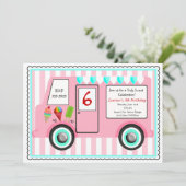アイスクリームトラックの誕生日パーティー招待状 招待状 (スタンド正面)