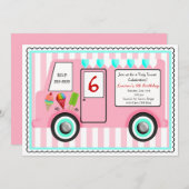 アイスクリームトラックの誕生日パーティー招待状 招待状 (正面/裏面)