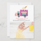 アイスクリームトラックガールフォト誕生日 招待状 (正面)