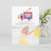アイスクリームトラックガールフォト誕生日 招待状 (スタンド正面)