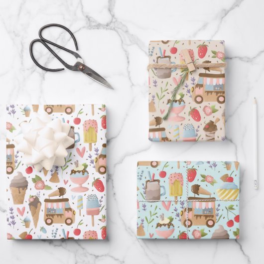 アイスクリームトラックギフトラップ ラッピングペーパーシート (正面)