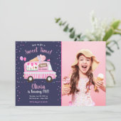 アイスクリームトラックスイートタイムピンクガール誕生日 招待状 (スタンド正面)