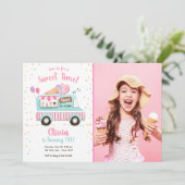 アイスクリームトラックスイートタイムピンクガール誕生日 招待状 (スタンド正面)