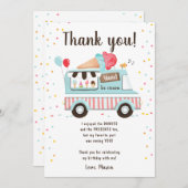 アイスクリームトラックスイートタイムボーイブルーサンキューカード 招待状 (正面/裏面)