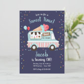 アイスクリームトラックスイートタイムボーイレッドブルー誕生日 招待状 (スタンド正面)