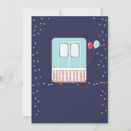 アイスクリームトラックスイートタイムボーイレッドブルー誕生日 招待状 (裏面)