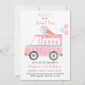 アイスクリームトラックスイートワン誕生日 招待状 (正面)