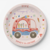 アイスクリームトラックスクープのおもしろい子供の誕生日 ペーパープレート (正面)