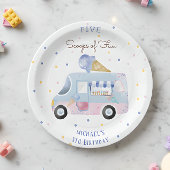 アイスクリームトラックスクープのおもしろい子供の誕生日 ペーパープレート