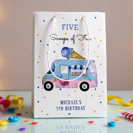 アイスクリームトラックスクープのおもしろい子供の誕生日 ミディアムペーパーバッグ