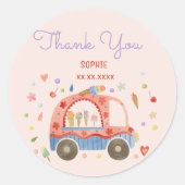 アイスクリームトラックスクープのおもしろい子供の誕生日 ラウンドシール (正面)