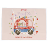 アイスクリームトラックスクープのおもしろい子供の誕生日 ラージペーパーバッグ (裏面)