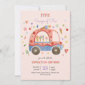 アイスクリームトラックスクープのおもしろい子供の誕生日 招待状 (正面)