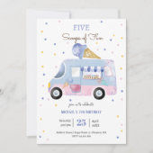 アイスクリームトラックスクープのおもしろい子供の誕生日 招待状 (正面)