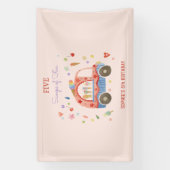 アイスクリームトラックスクープのおもしろい子供の誕生日 横断幕 (縦)