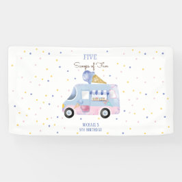 アイスクリームトラックスクープのおもしろい子供の誕生日 横断幕