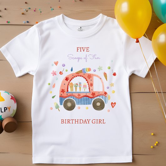 アイスクリームトラックスクープのおもしろい子供の誕生日 Tシャツ