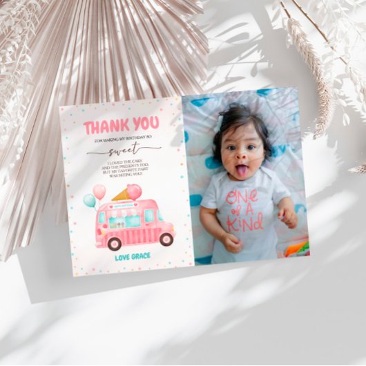 アイスクリームトラックスクープ誕生日の写真 サンキューカード